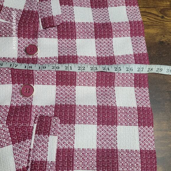 Liz Claiborne Blazer 14 P Tweed Buffalo Plaid Wool Blend Button Accents NWOT - Picture 8 of 11
